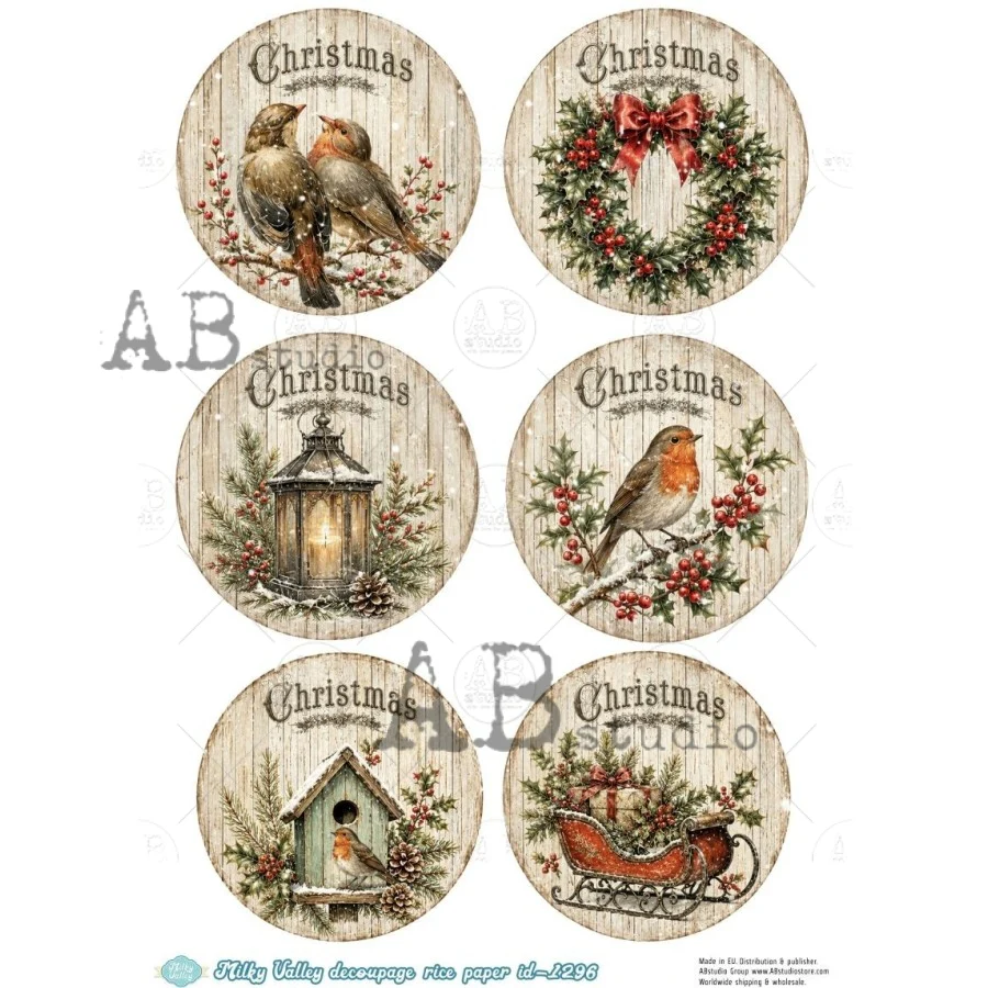 A4 Robin’s Christmas Milky Valley Rice Paper ID 1296