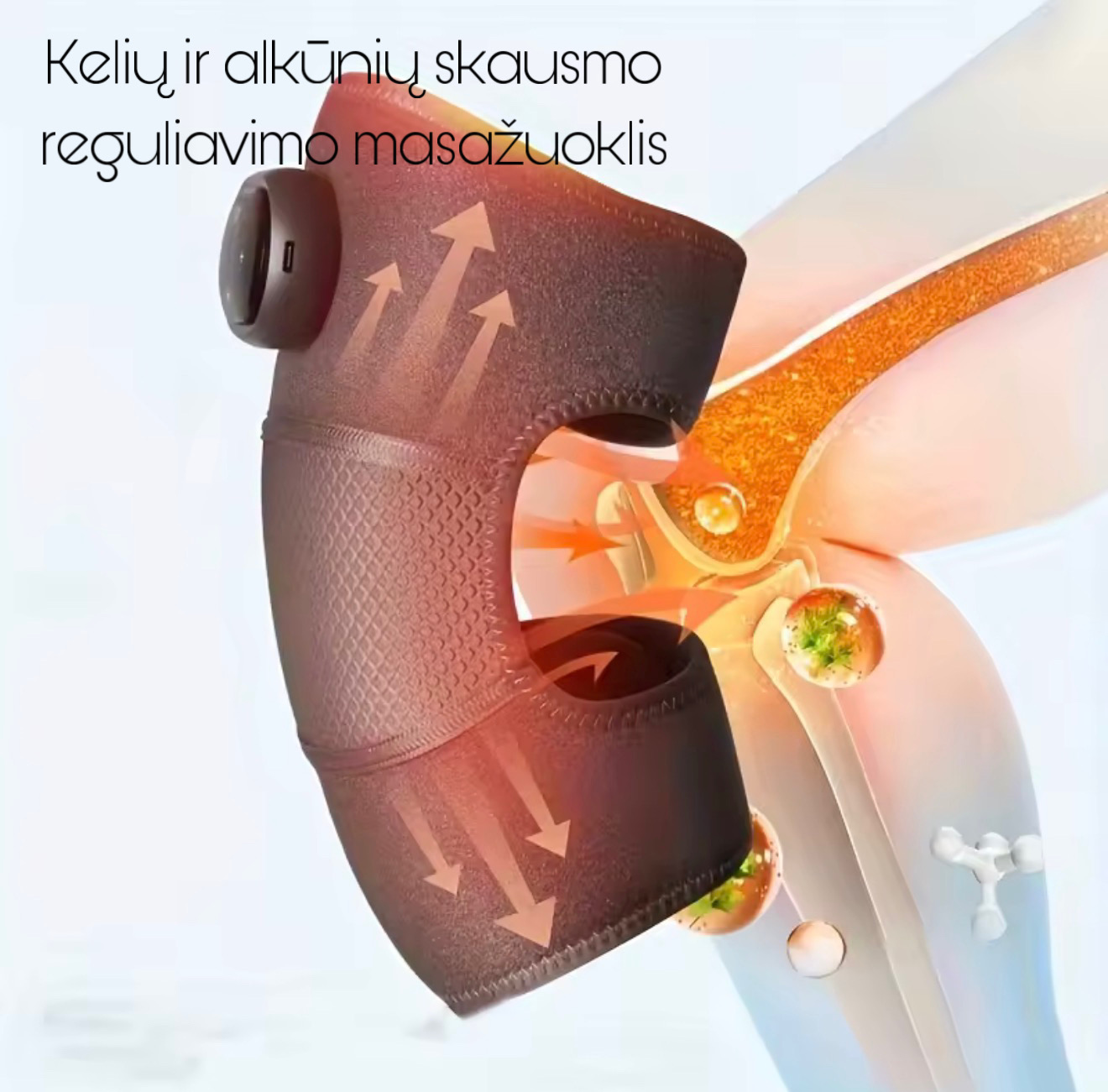 Kelių ir alkūnių šildantis, elektrobangų masažuoklis