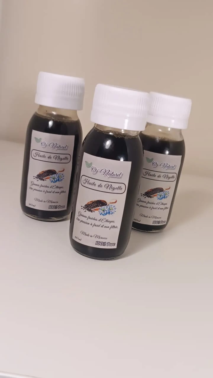 3 Bouteille de 60ml Huile de Nigelle 100% Pur, Fraiche et non filtrée