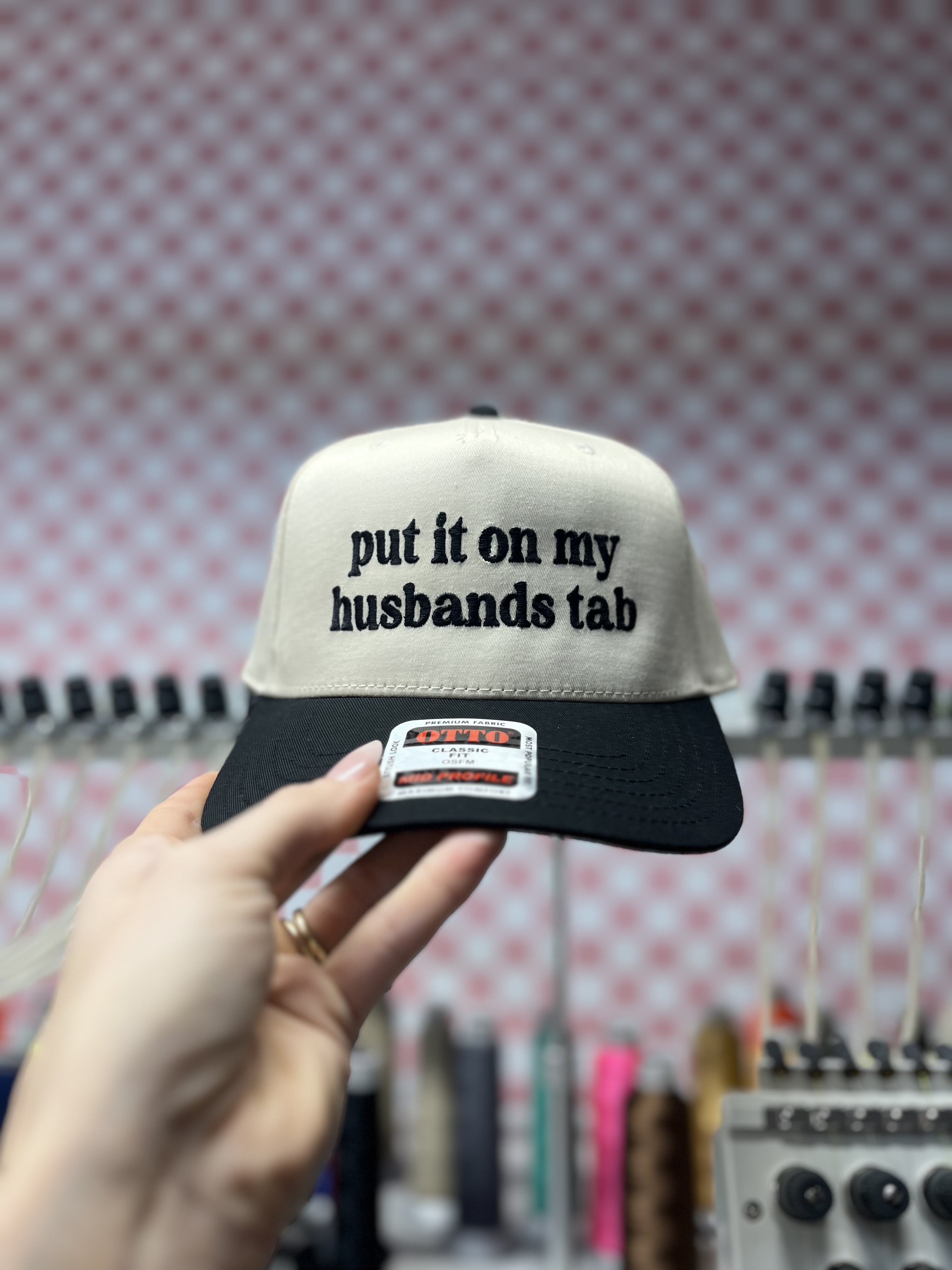 Put it on my husbands tab HAT 
