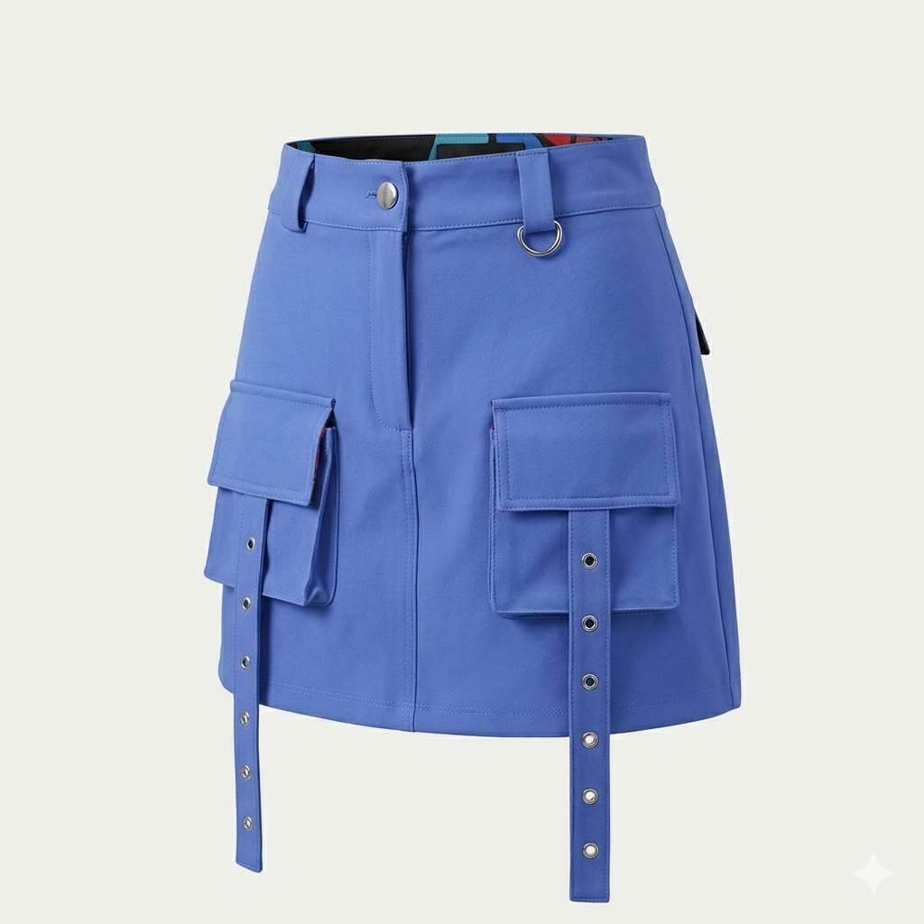 Falda con ojillos azul rey 