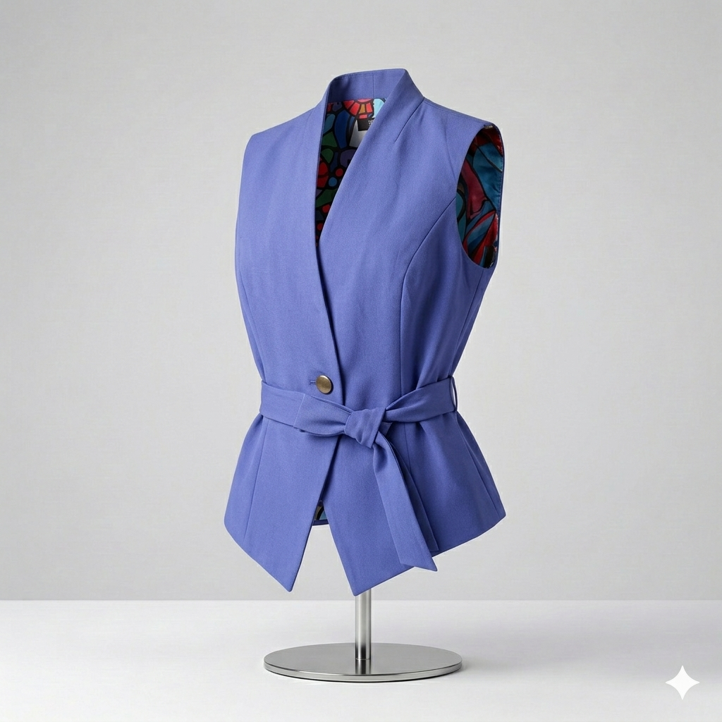 Chaleco curvo con cinturon a.rey 