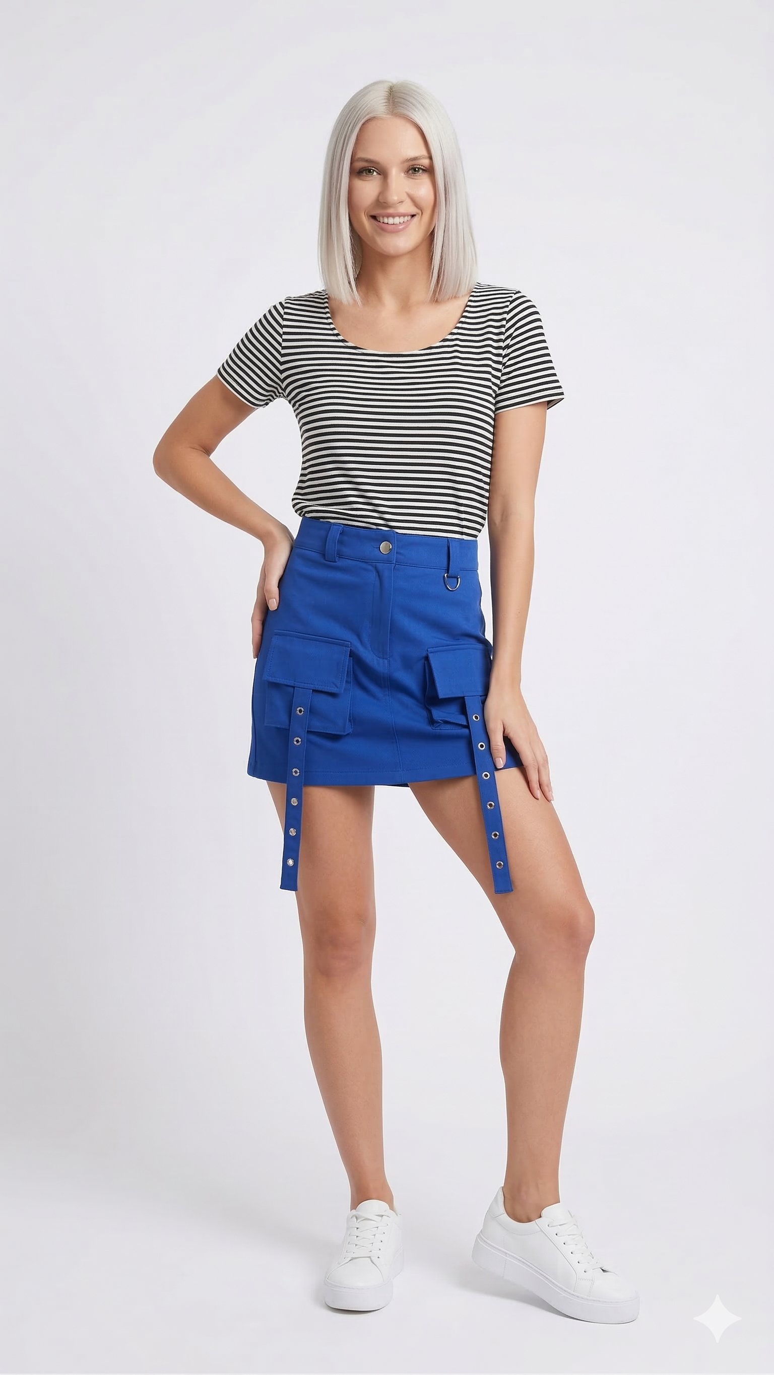 Falda con ojillos azul rey 