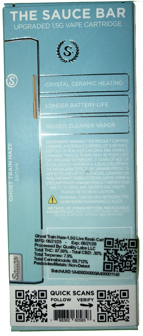 Sauce Essentials Ghost Train Vape Cartridge