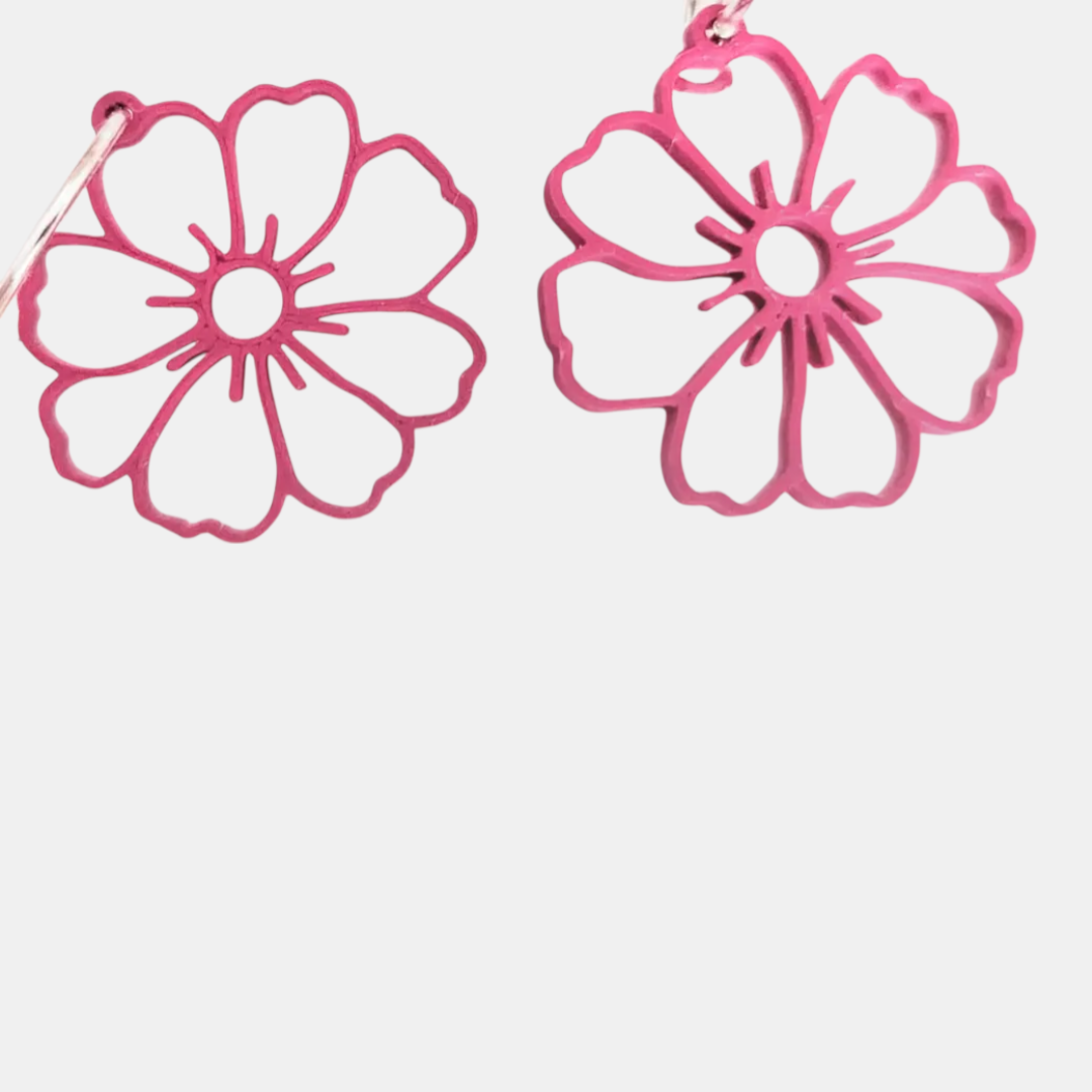 Aretes flor rosa