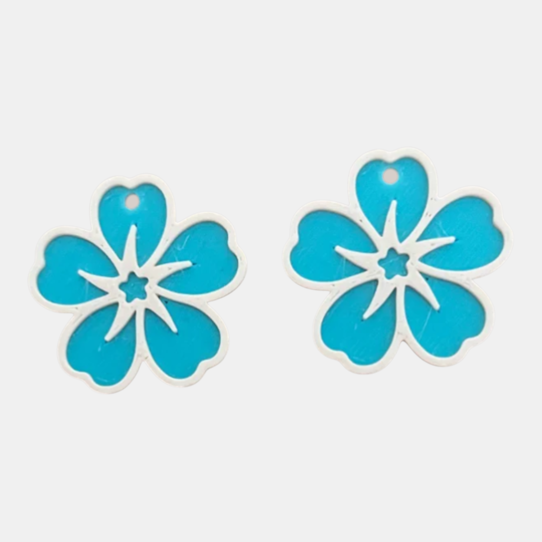 Aretes flor azul