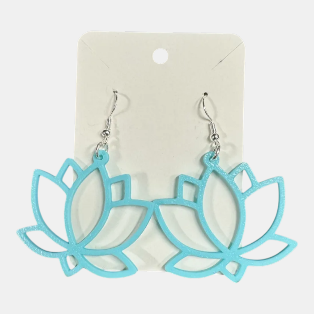 Aretes de flor loto azul