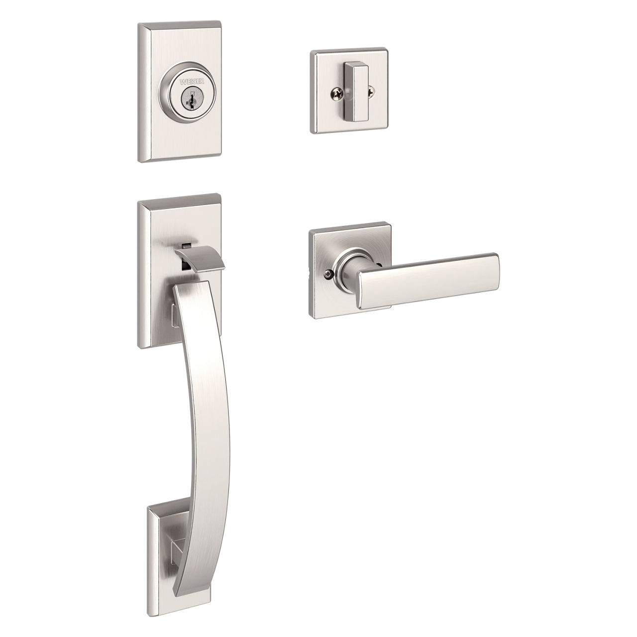 Tavaris Handleset with Breton Lever - SmartKey  Satin Nickel