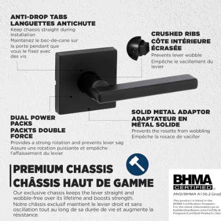 Weiser Halifax Matte Black Hall/Closet Passage Interior Door Handle