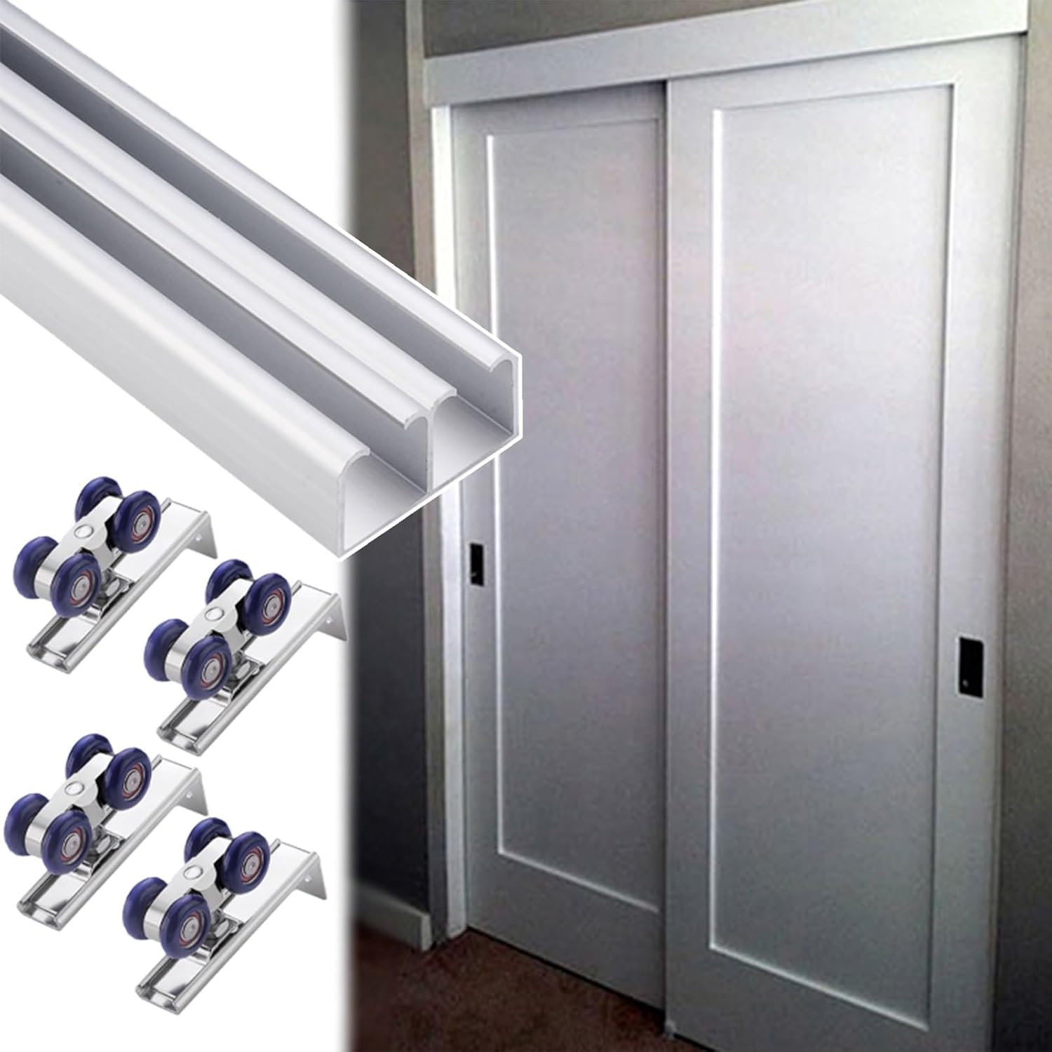48" inch Bypass Door Hardware Aluminum Sliding Closet Door Hardware Set
