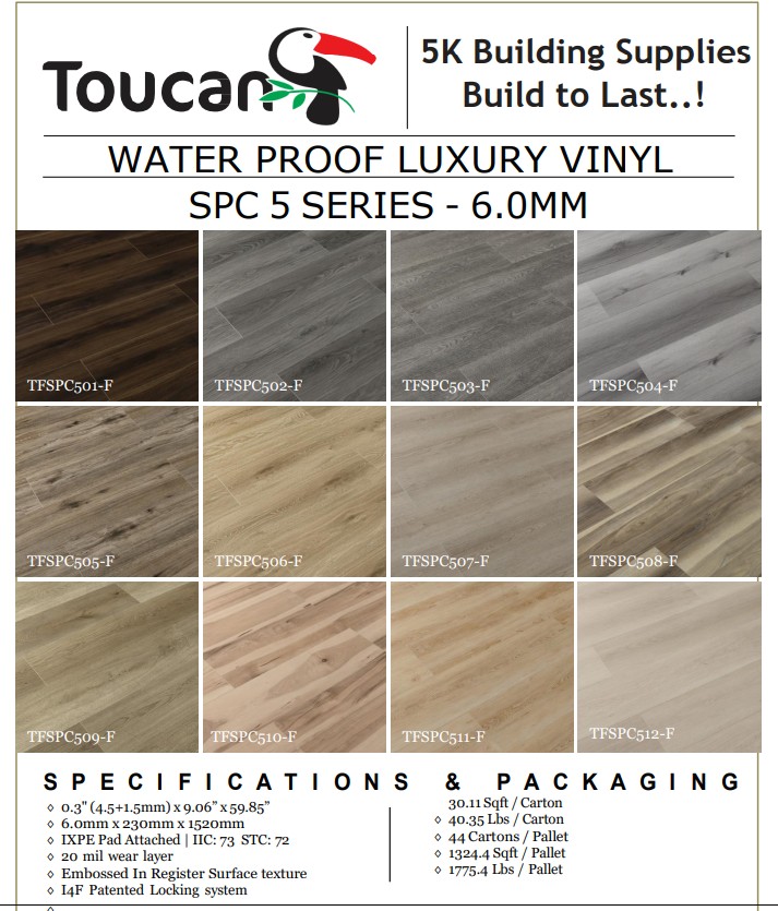 6mm luxury vinyl plank Flooring (Toucan) TFSPC512 