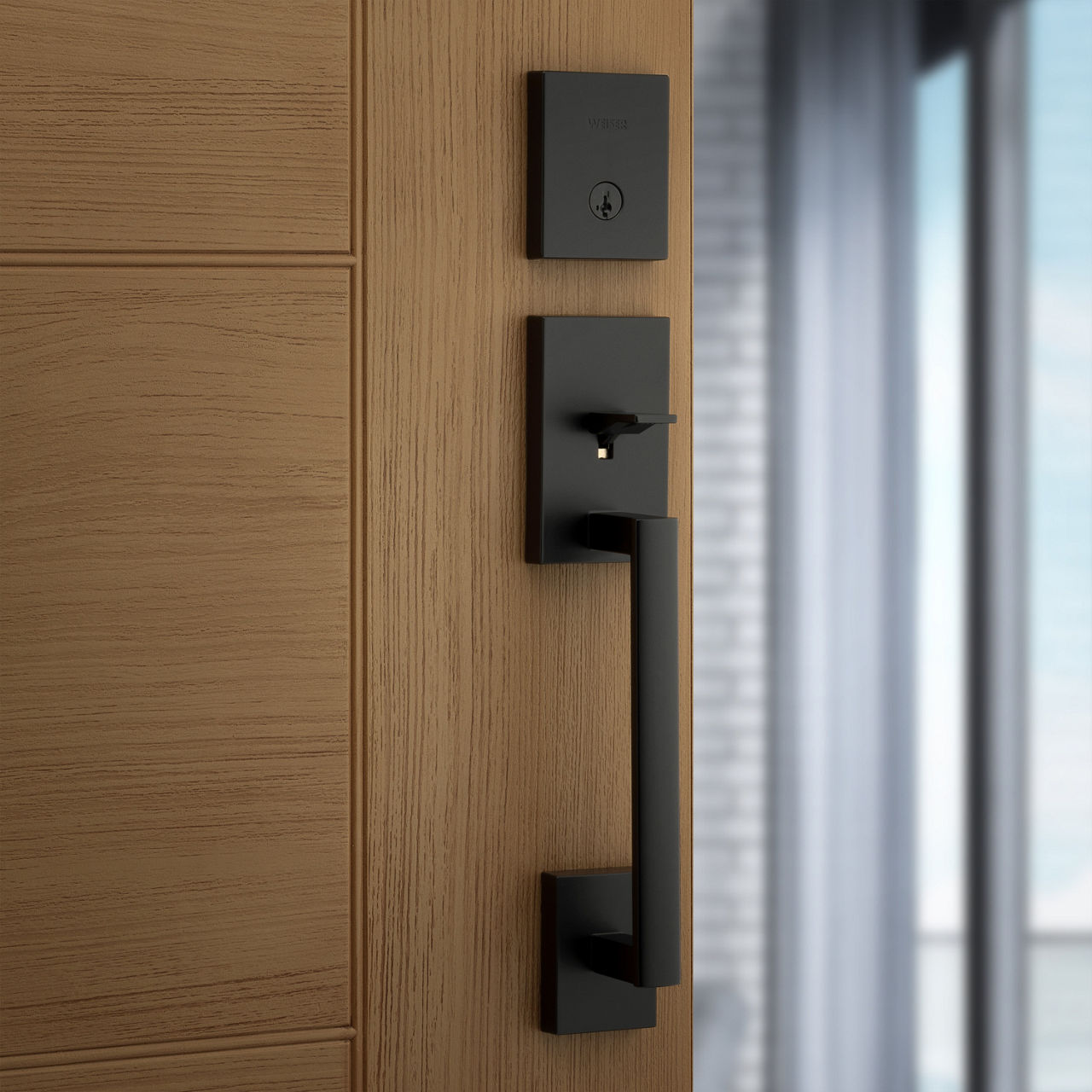 San Clemente Handleset with Halifax Lever - SmartKey Black