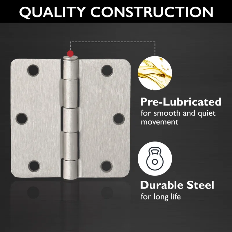 Taymor 3.5 x 3.5, 1/4" Radius Hinge (Satin Chrome)