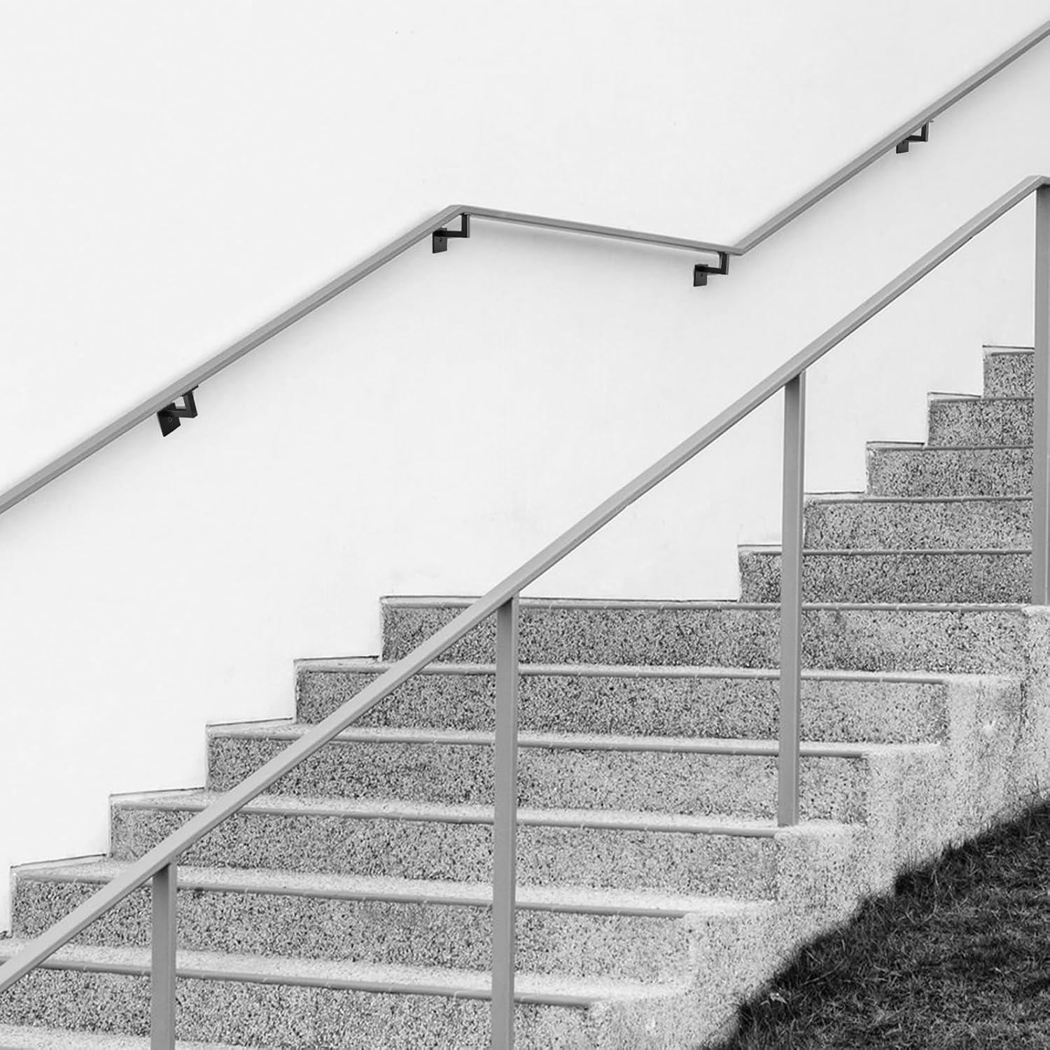 3-1/2" Modern  Square handrail bracket - Textured Black