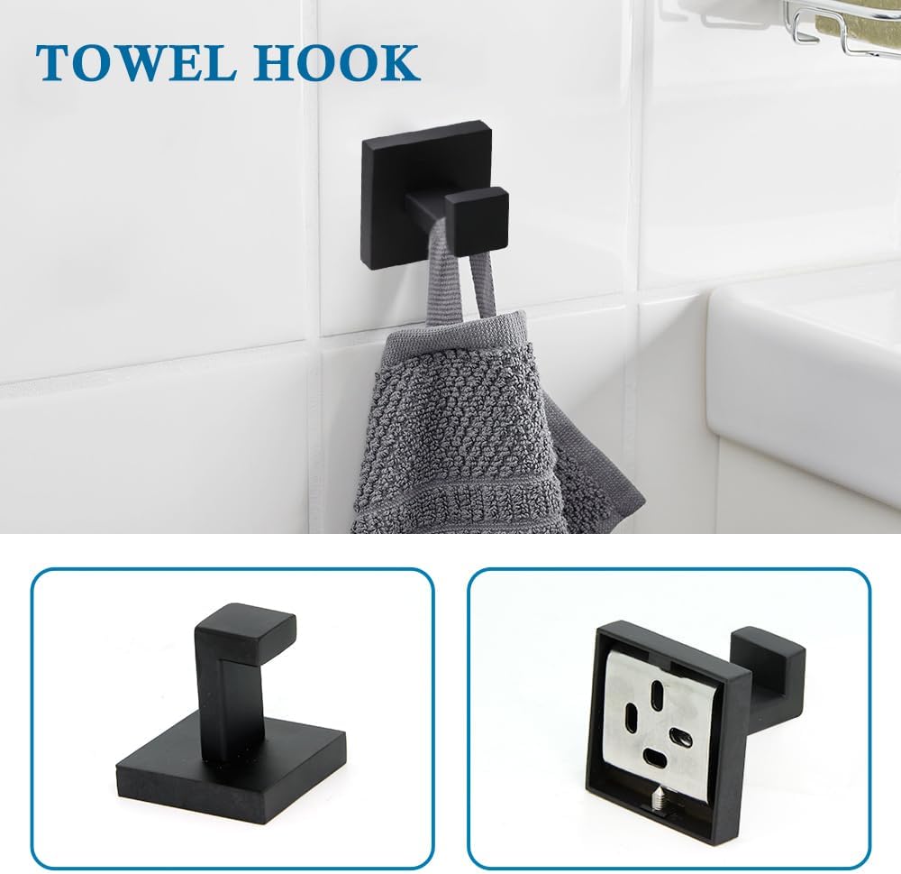 4-Piece Bathroom Hardware Accessories Set, Matt Black