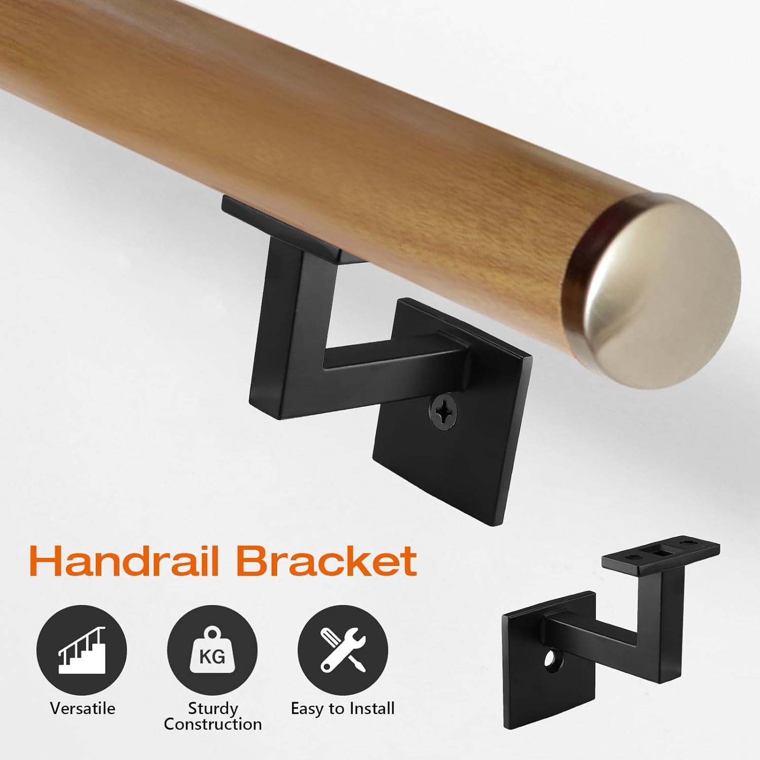 3-1/2" Modern  Square handrail bracket - Textured Black