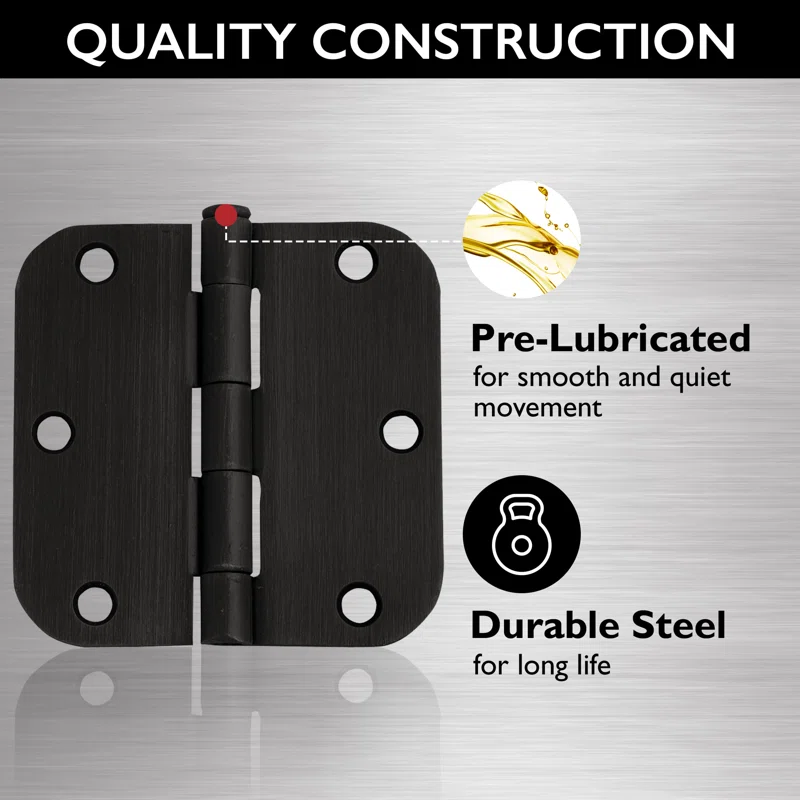 Taymor 3.5 x 3.5, 1/4" Radius Hinge (Black)