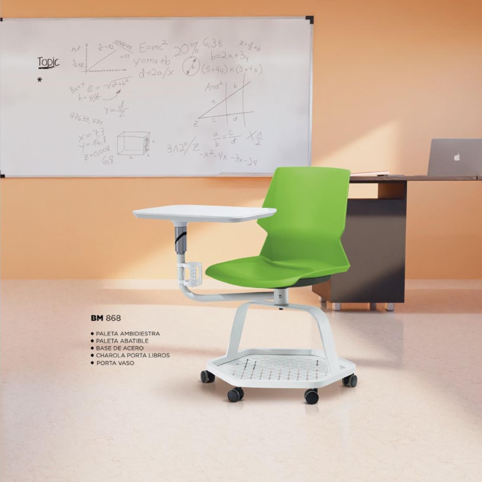 Silla escolar con paleta móvil