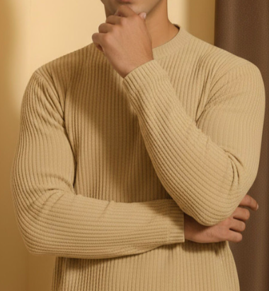 Beige Ribbed Sweater