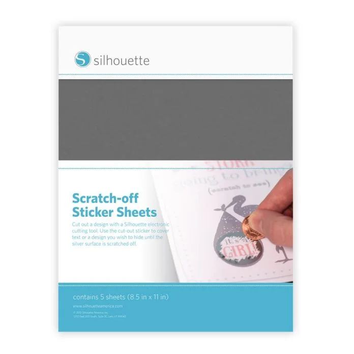 Silver Scratch Off Sticker Sheets 8.5"x11" (5/pk)