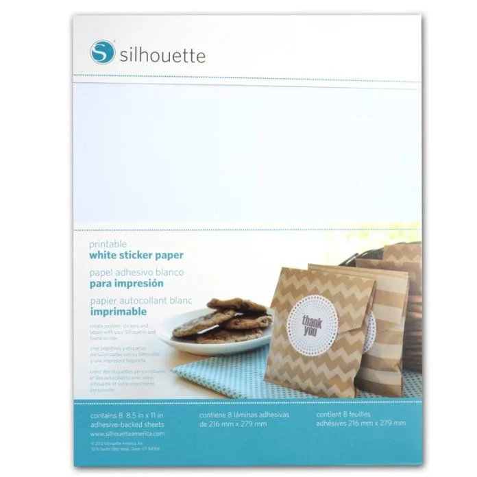 White Printable Sticker Paper 8.5"x11" (8/pk)