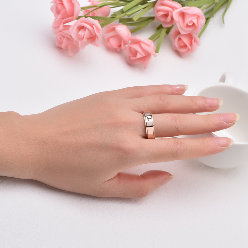 Black Stainless Steel Cross Ring 504031