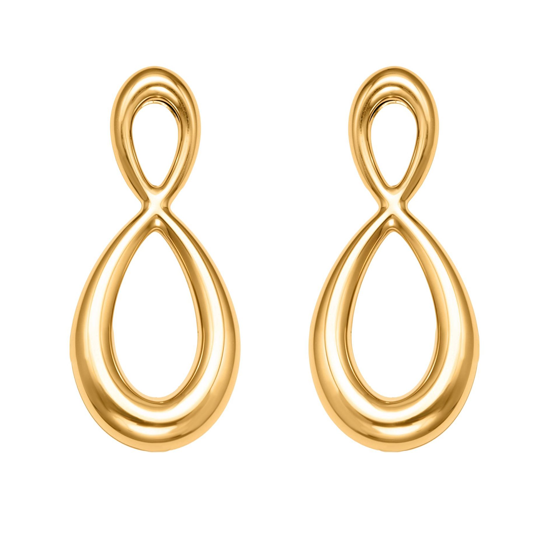 Figure-eight stainless steel earrings with PVD gold plating 502038
