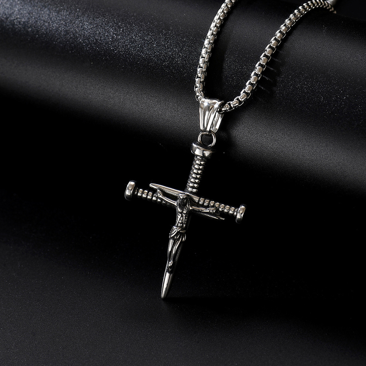 Sword Cross Pendant Necklace Set 501113