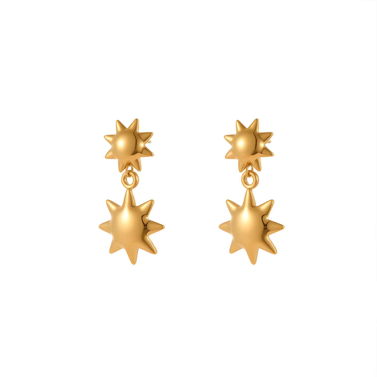 Stainless steel polished sun earrings 502041