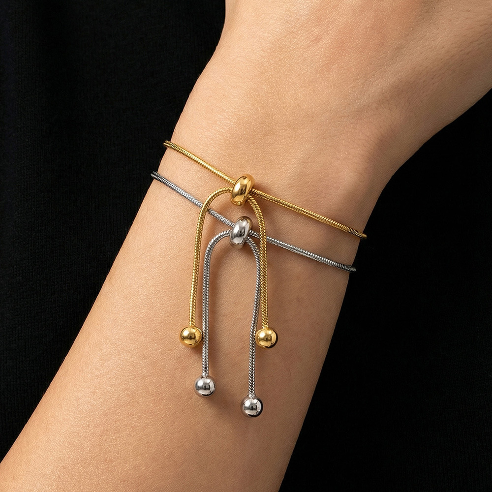 Stainless steel ball chain snake bone chain adjustable bracelet 505066