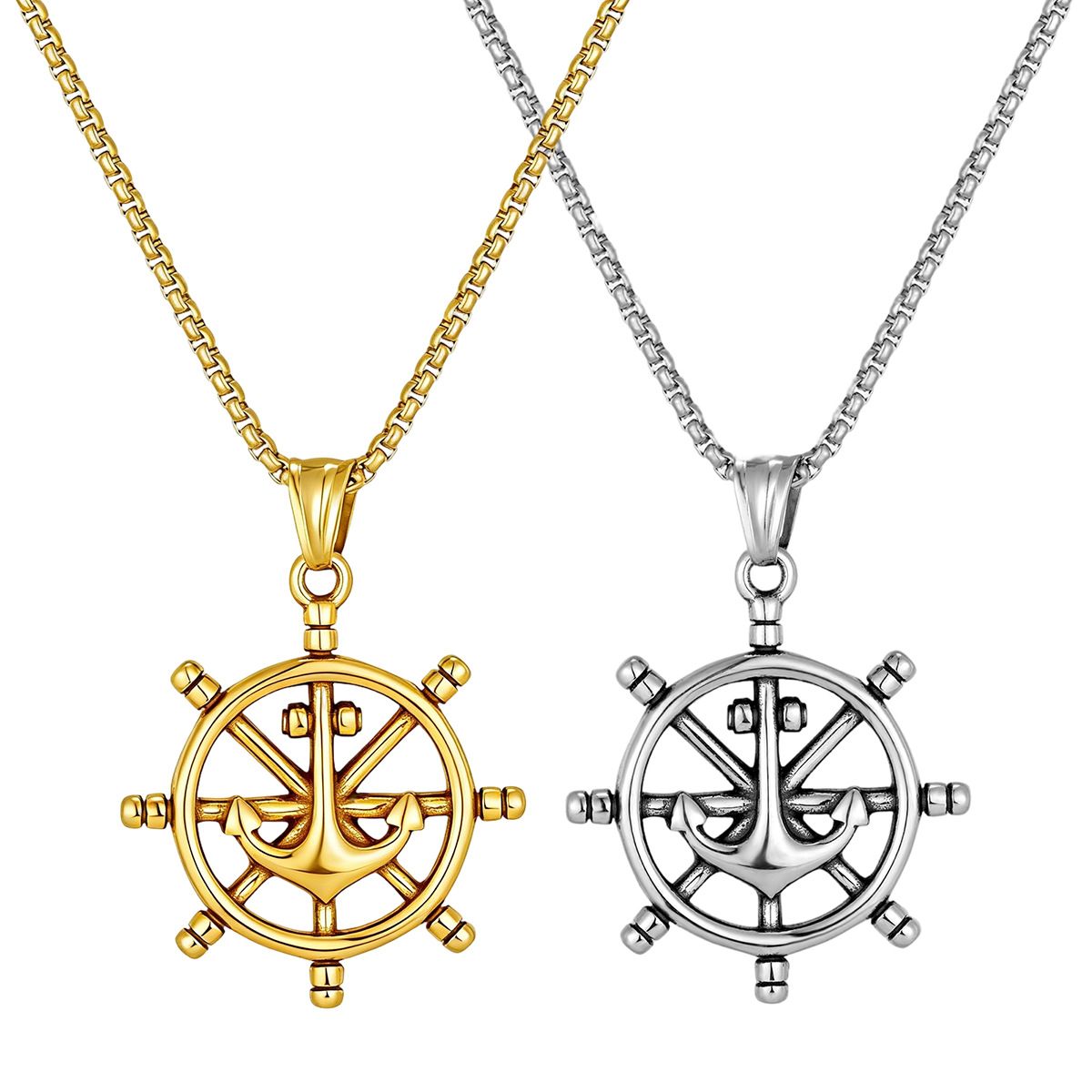 Nautical Anchor Wheel Necklace 501117