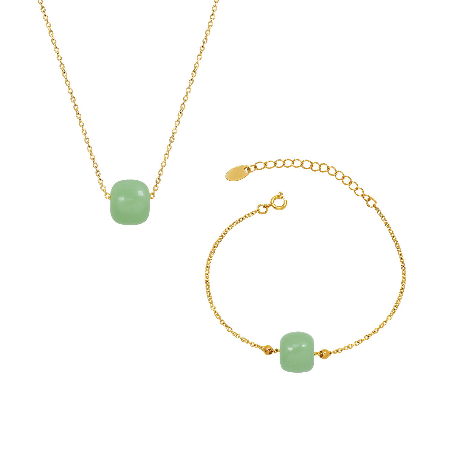 Hetian jade round bead pendant stainless steel bracelet 505060