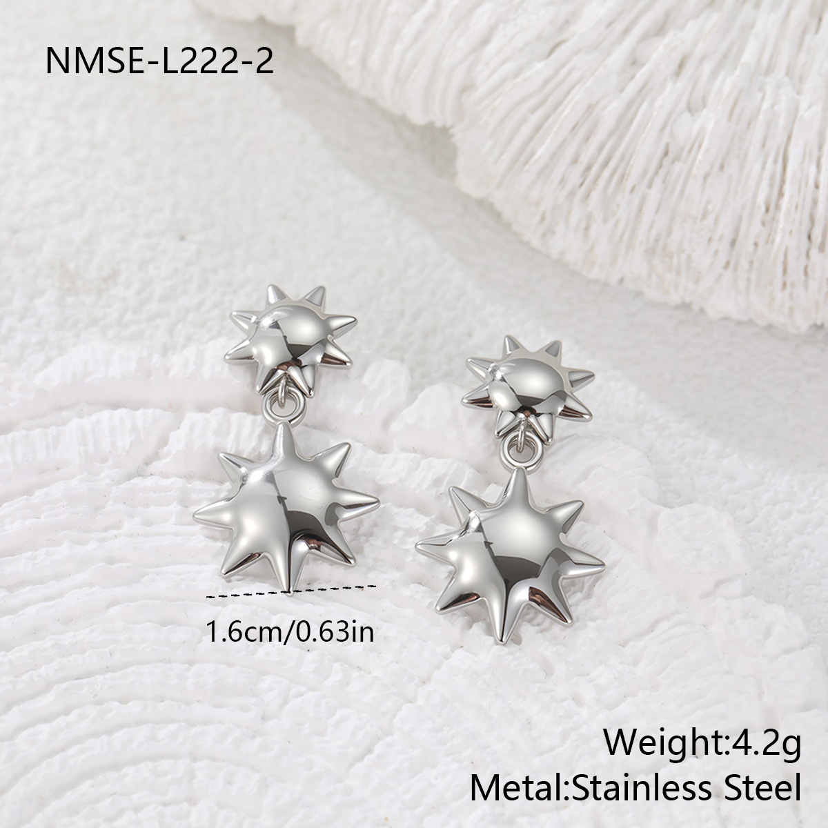 Stainless steel polished sun earrings 502041