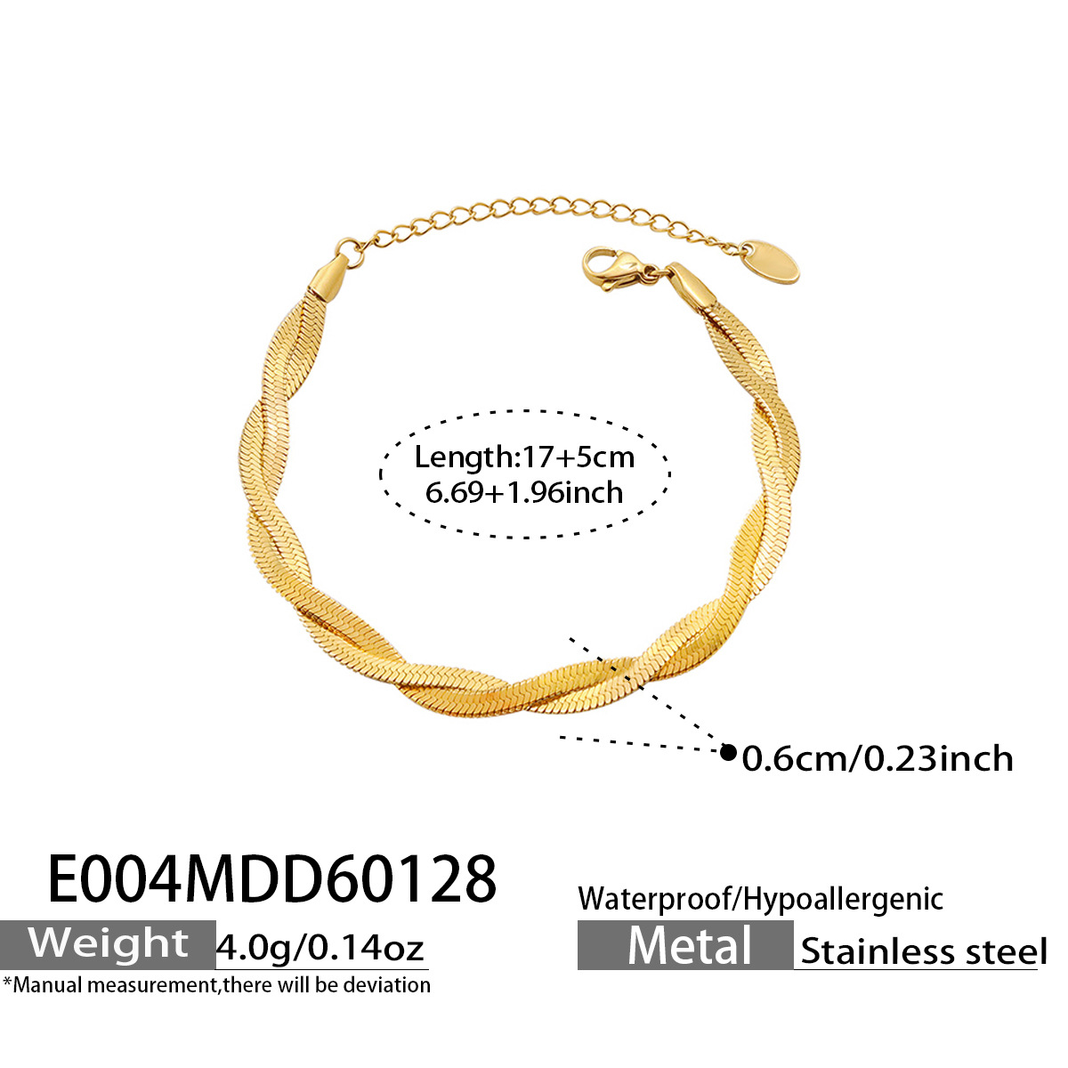 Gold Twisted Stainless Steel Bracelet 505063