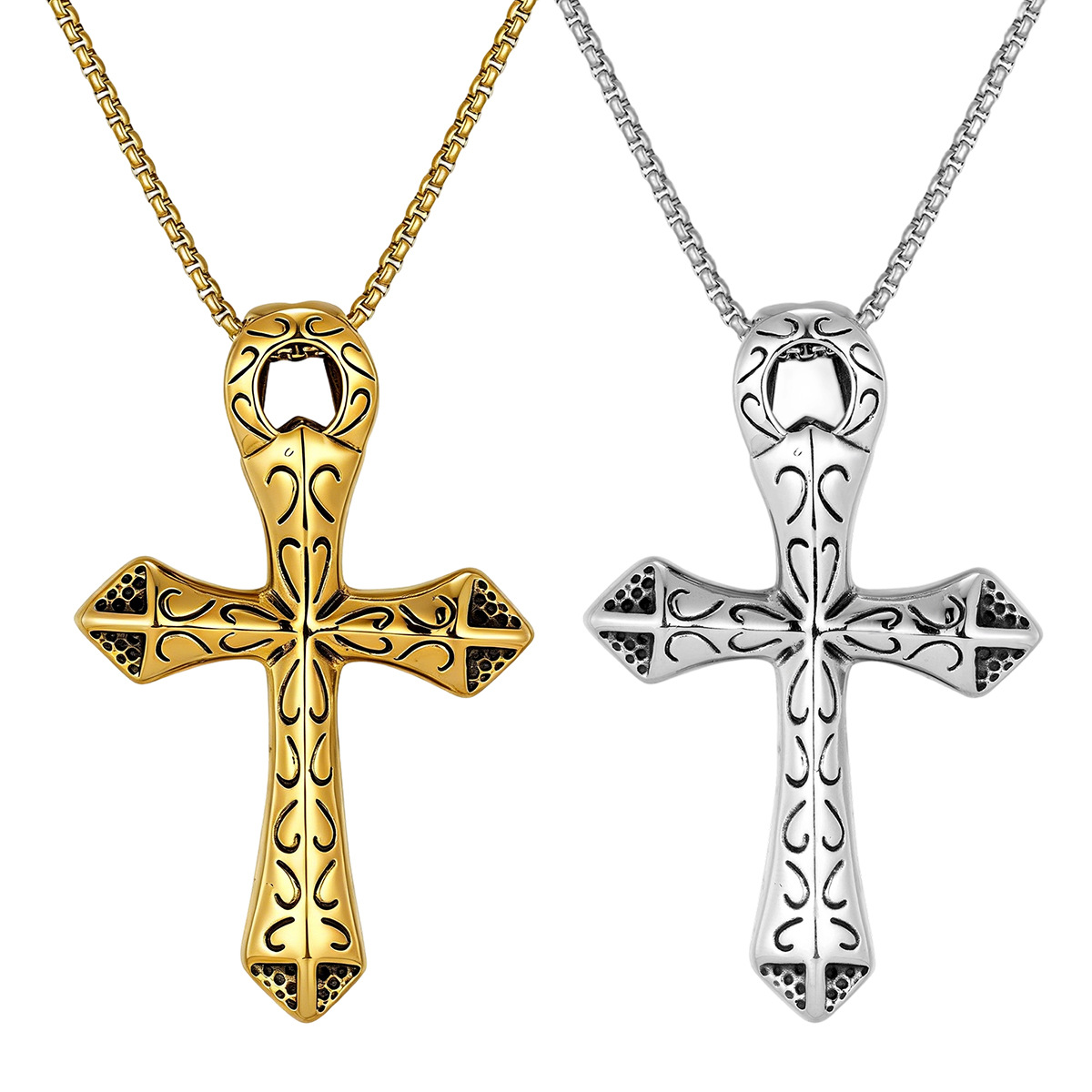 Stainless steel vintage cross pendant necklace 501118
