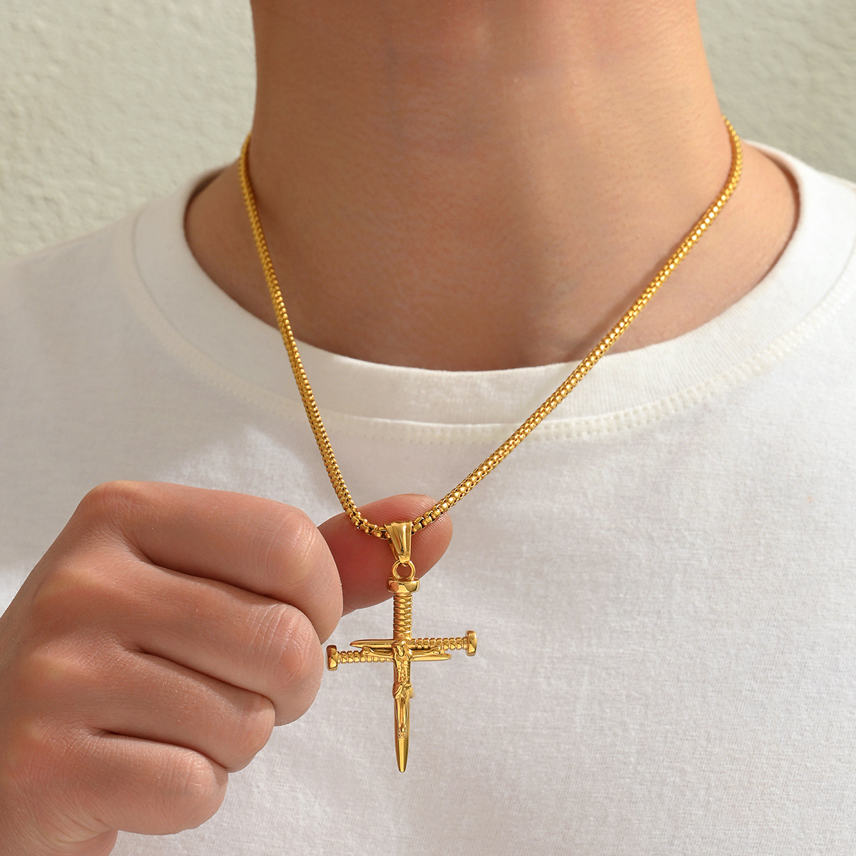 Sword Cross Pendant Necklace Set 501113