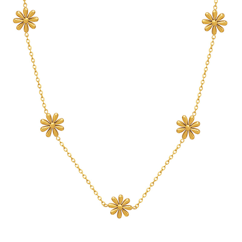 Daisy titanium steel gold-plated Pendant necklace 501099