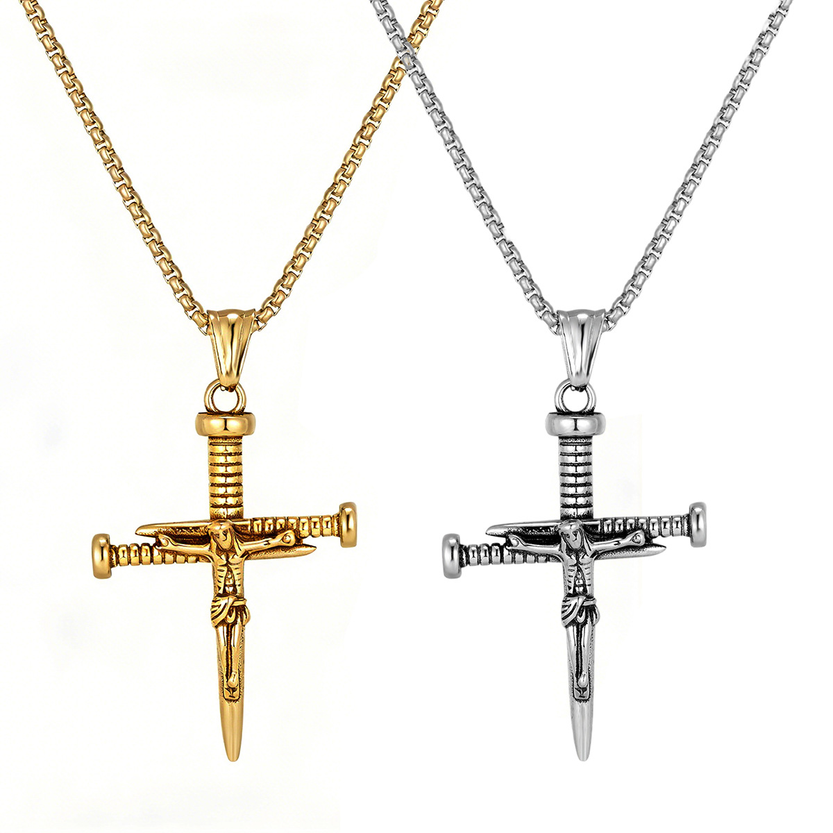 Sword Cross Pendant Necklace Set 501113