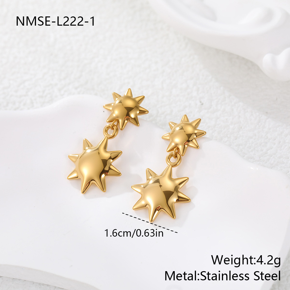 Stainless steel polished sun earrings 502041
