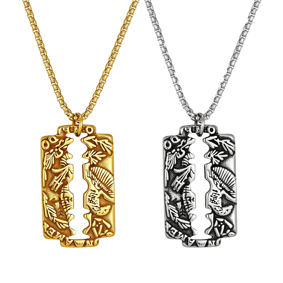 Vintage Razor Blade Pendant Necklace 501115