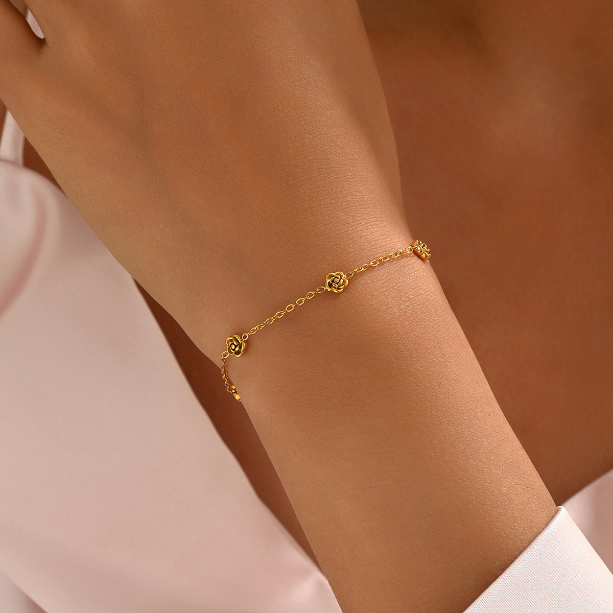 Stainless steel Rose Charm Bracelet 505052	