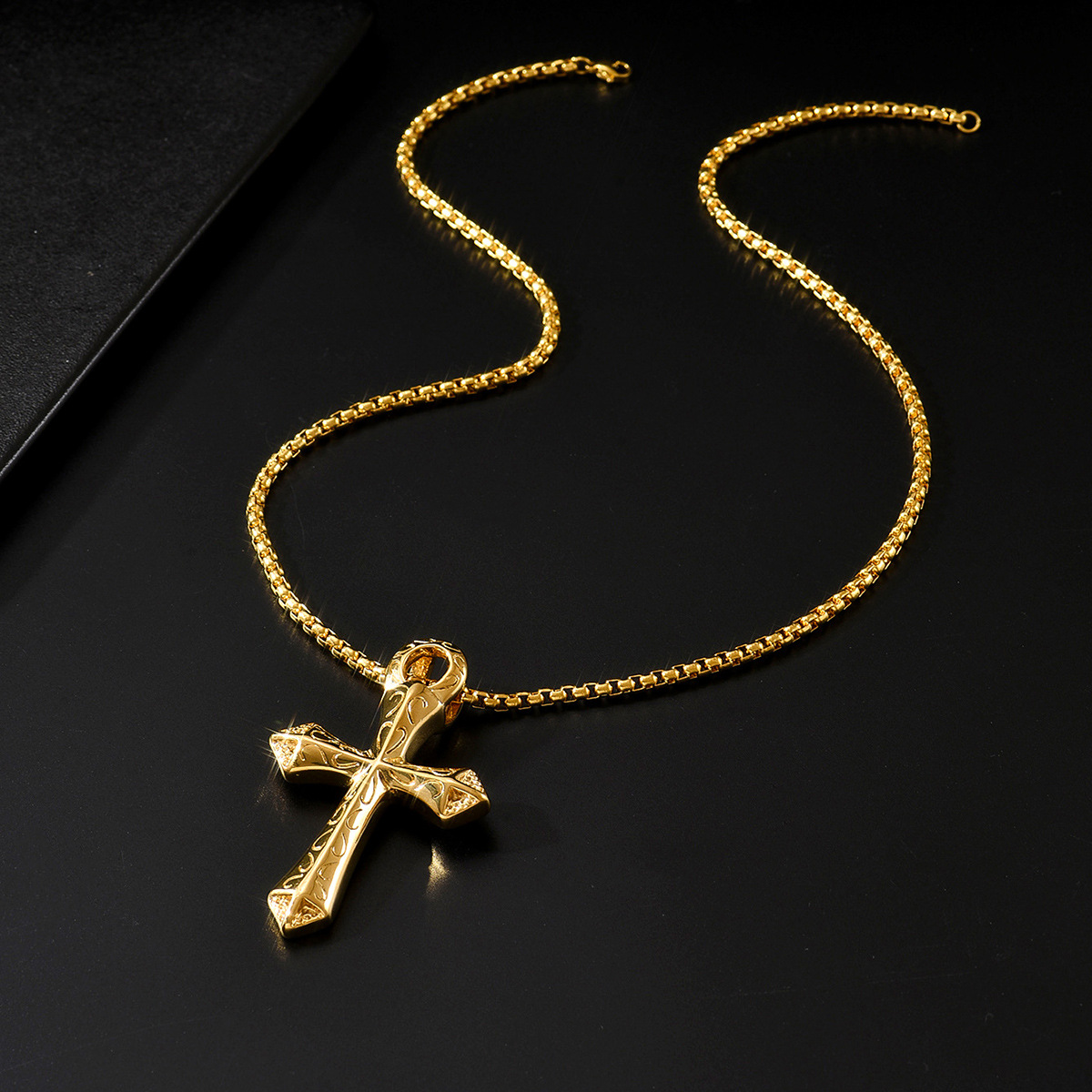 Stainless steel vintage cross pendant necklace 501118