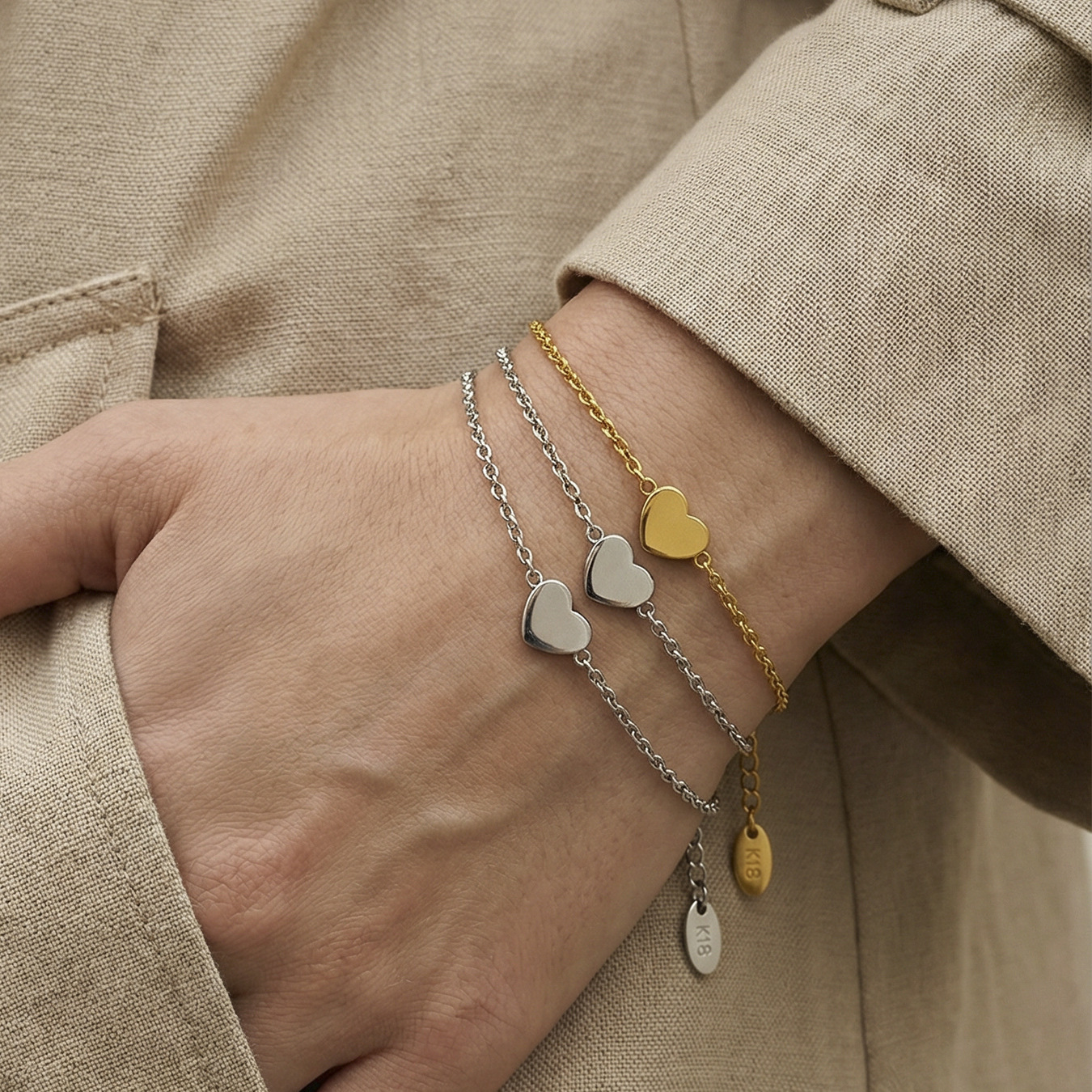 Heart Charm Bracelets Set 505069