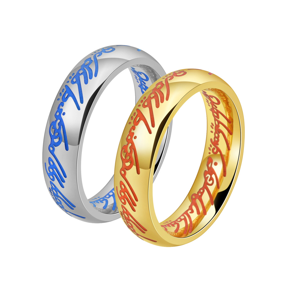 Stainless steel luminous punk ring 504032