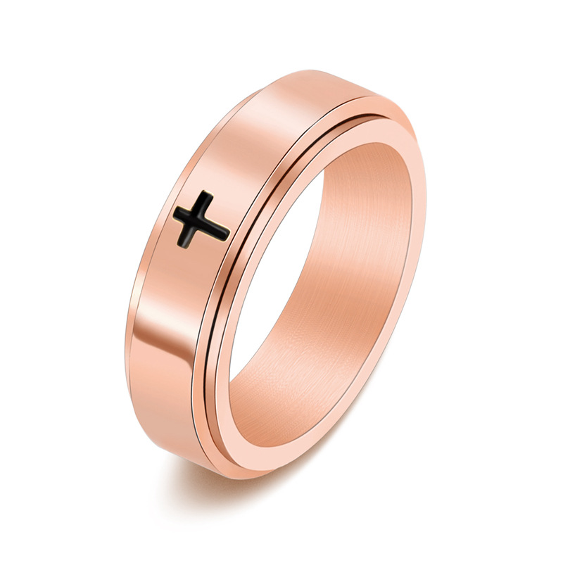 Black Stainless Steel Cross Ring 504031