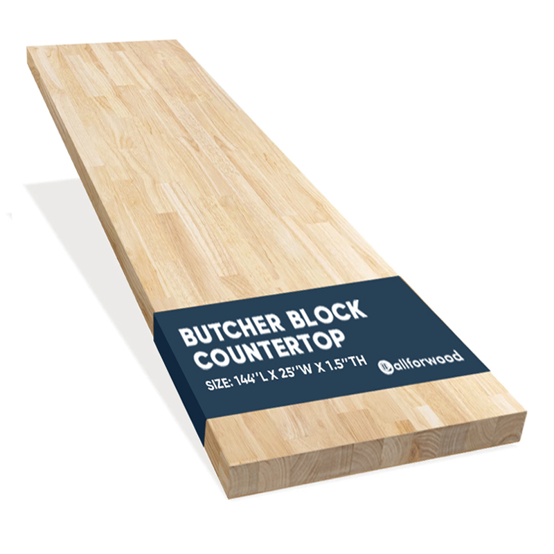 12-ft x 25-in x 1.5-in finger-jointed Hevea wood butcher block countertop