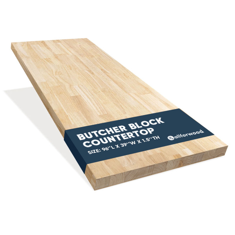 8-ft x 39-in x 1.5-in finger-jointed Hevea wood butcher block countertop