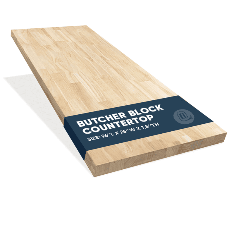 8-ft x 25-in x 1.5-in finger-jointed Hevea wood butcher block countertop