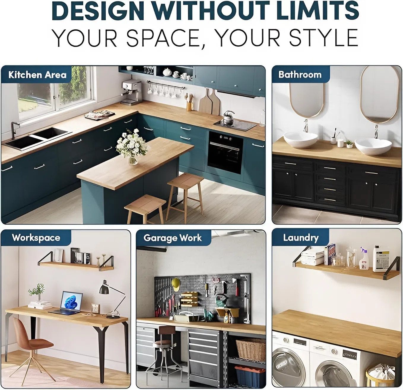 8-ft x 39-in x 1.5-in finger-jointed Hevea wood butcher block countertop