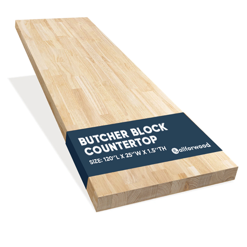 10-ft x 25-in x 1.5-in finger-jointed Hevea wood butcher block countertop